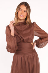 Neveah Long Sleeve Maxi Dress - Chocolate