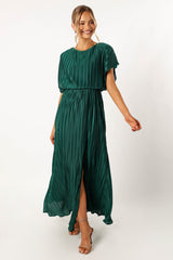 Neville Pleated Maxi Dress - Teal Green