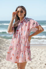 Peachy Mini Dress - Red Picnic Stripe