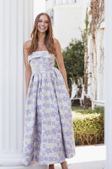 Rhea Strapless Midi Dress - Sage Floral