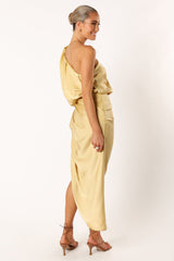 Sonny One Shoulder Midi Dress - Mustard