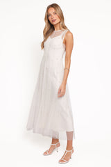 Yulia Pearl Midi Dress - Ecru