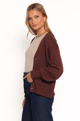 Eden Button Front Cardigan - Brown