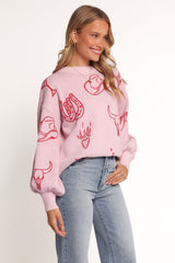 Jax Western Knit Sweater - Pink