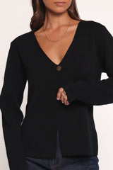 Jett Large Button Cardigan - Black