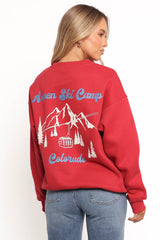 Torie Apres Ski Camp Sweatshirt - Cherry