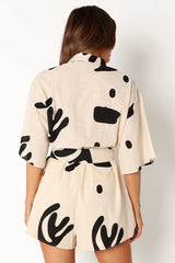 Kellie Romper - Beige Black
