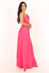 Sunanda One Shoulder Jumpsuit - Fuchsia