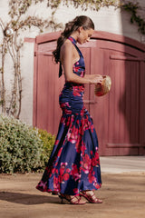 Freda Halter Skirt Set - Navy Floral