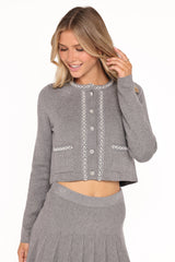 Lumi Pleated Skirt Sweater Set - Grey
