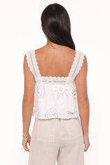 Aideen Eyelet Top - White Shell