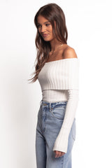 Inora Off Shoulder Knit Top - White
