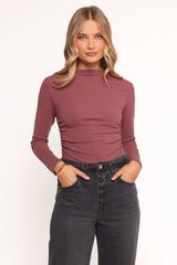 Nissa Long Sleeve Top - Chocolate Cherry