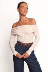 Thomsie Off Shoulder Knit Top - Ivory
